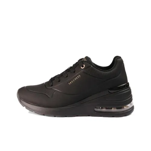 Skechers Million AirElevated Air Anti Slip Wear Resistant Low Top Casual Shoes Unisex Black