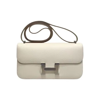 HERMES Constance Epsom Shoulder Crossbody Bag Women's Milkshake White