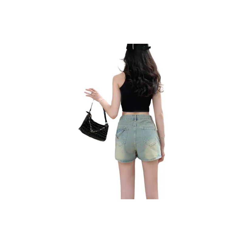 Shuhao Bai Denim Shorts Women's Blue-3