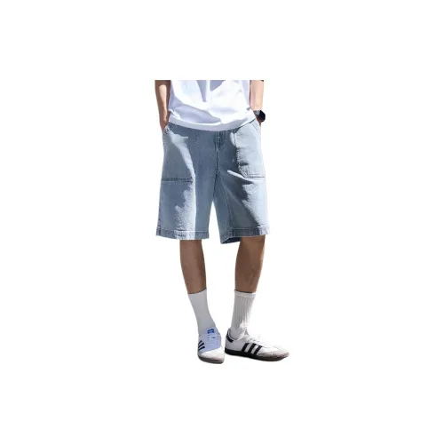 Denim Shorts Men Vintage Light Blue