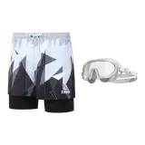 Black and White Swim Trunks+White Swim Goggles