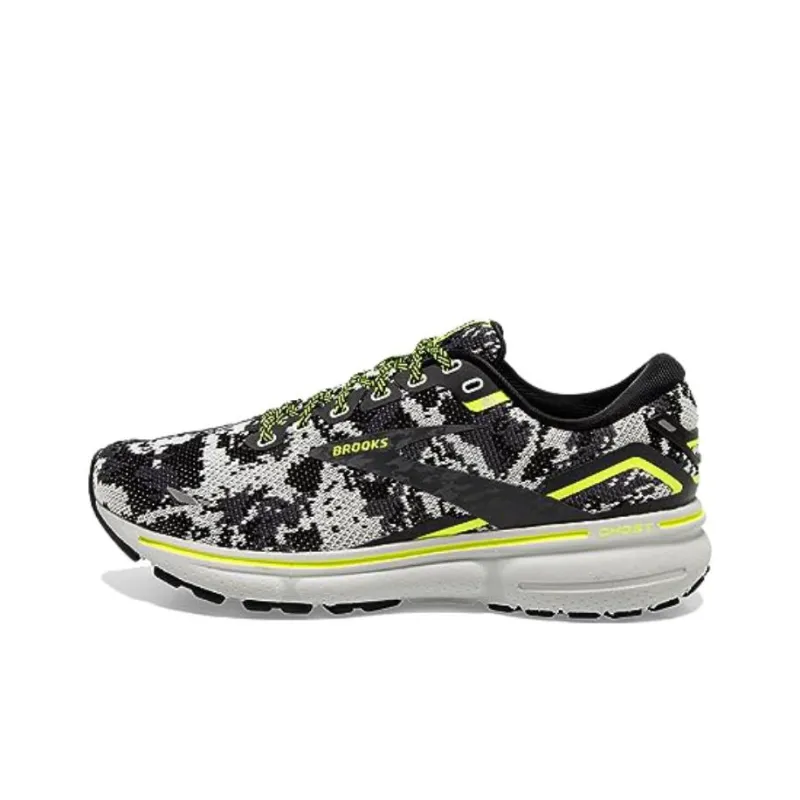 Brooks Ghost 15 Cushioning Anti Slip And Wear Resistant Coverage Low Top Running Shoes Women's Black Gray Yellow-0