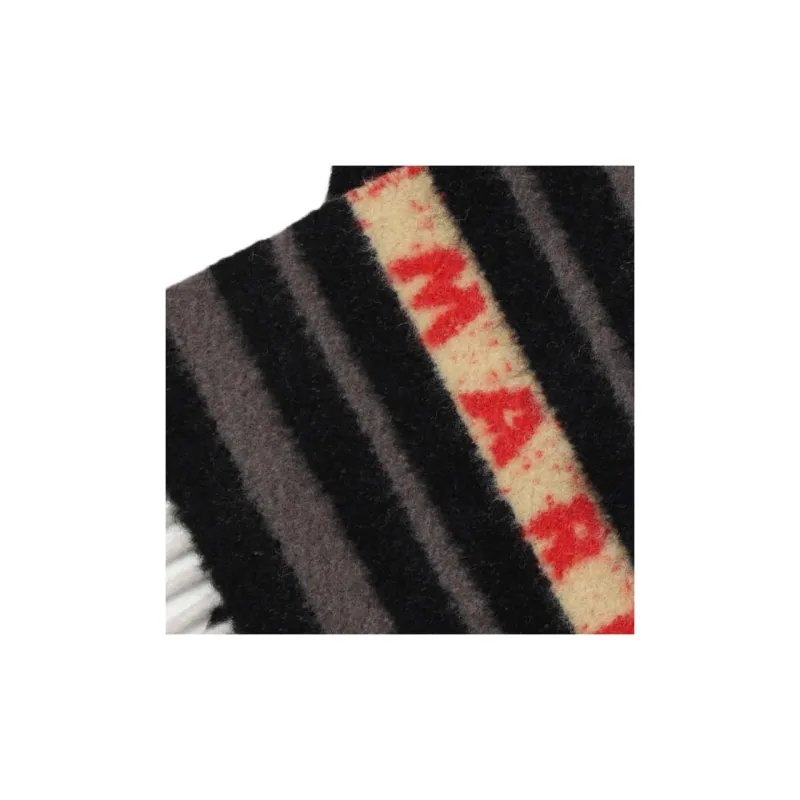 MARNI Striped Logo Intarsia Fringed Scarf-2