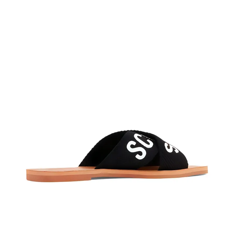 Schutz Logo print Flat Leather Slides Women's-1