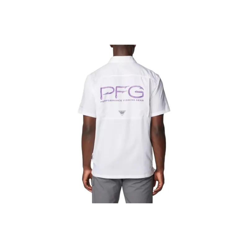 Columbia Men's Collegiate PFG Slack Tide™ Camp Shirt - LSU Shirt Men's White-1