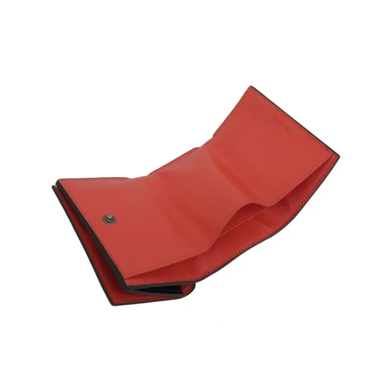 Balenciaga ESSENTIAL Leather Wallet Mini Unisex Black & Red-4