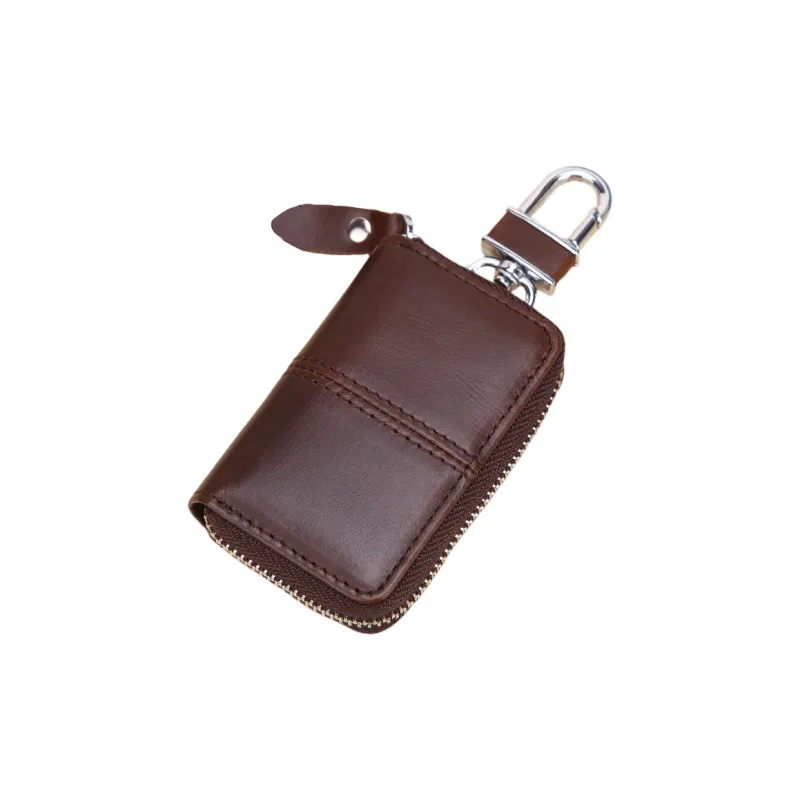 OUZIHUANG Cow Leather Key Pouch Regular Men's Brown/Coffee-3