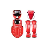 Red, Head Guard+Chest Protection+Leg Protection+Groin Protector
