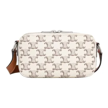 CELINE Cow Leather Shoulder Bag, Crossbody Bag Mini Men's Tan & Beige