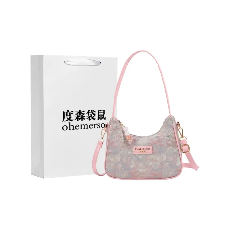 Dusen Kangaroo Canvas Crossbody Portable Dumpling Bag Shoulder Bag Trumpets Women's Blue/Purple/Pink-10