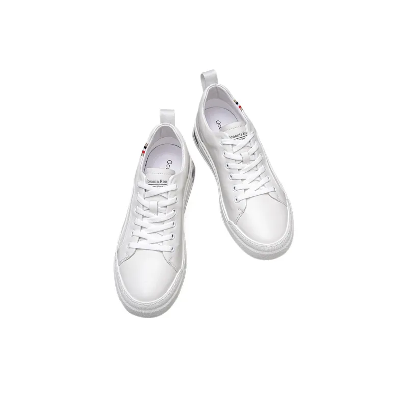 OCEANIA ROO Australasian Kangaroo Slip Resistant Shock Absorbers Lightweight Low Top Skateboard Shoes Men's White-3