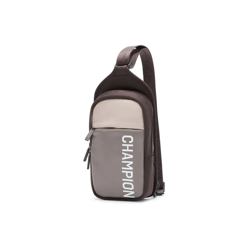 Champion Fabric Crossbody Bag, Sling Bag Regular Unisex Black/Dark Brown-6