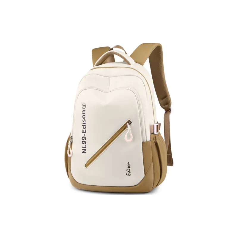 EDISON Repellent Oxford Cloth Campus Backpack Travel Medium Size Unisex Ecru & Black/Beige & Khaki/Ecru & Red-1