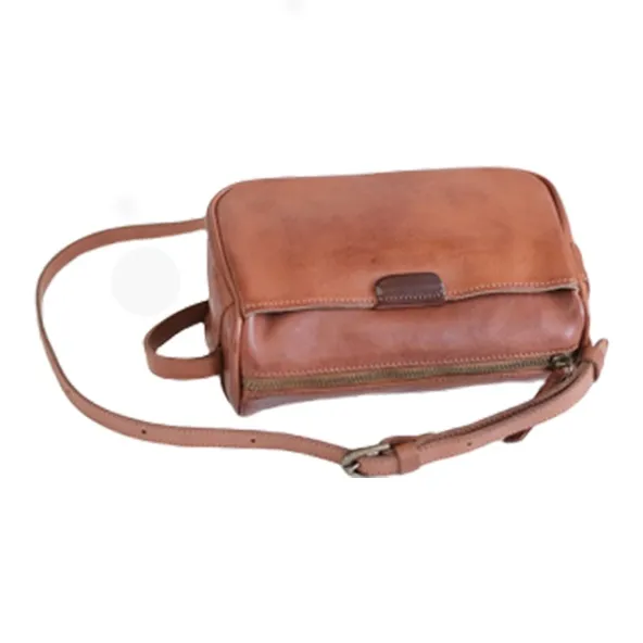 H YXIANG Imported Top Grain Vegetable Tanned Cow Leather Crossbody Bags Shoulder Bags Women's Black/Brown-5