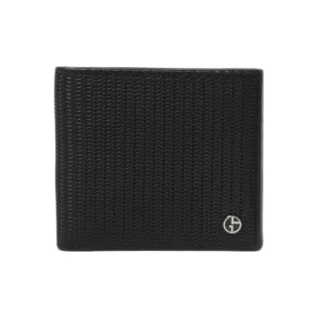 GIORGIO ARMANI Embossed Leather Wallet Men's Black