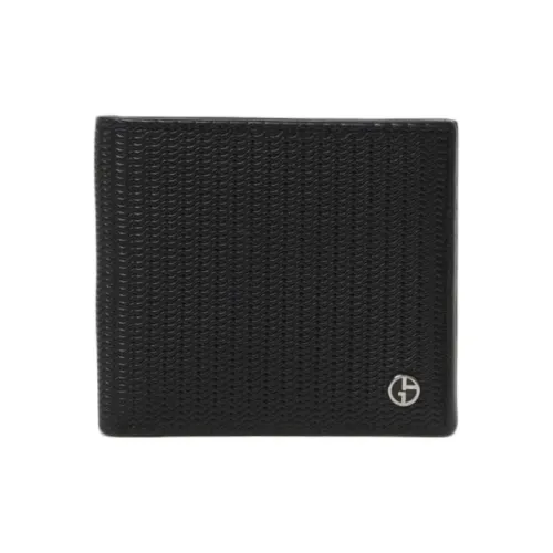 GIORGIO ARMANI Embossed Leather Wallet Men's Black