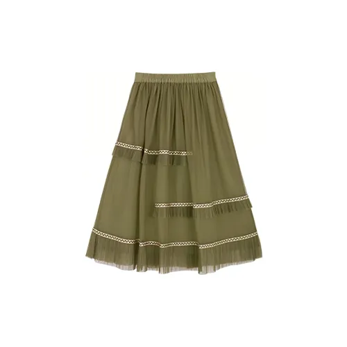 MS-Echo Casual Long Skirts Women's Winter Moss Green