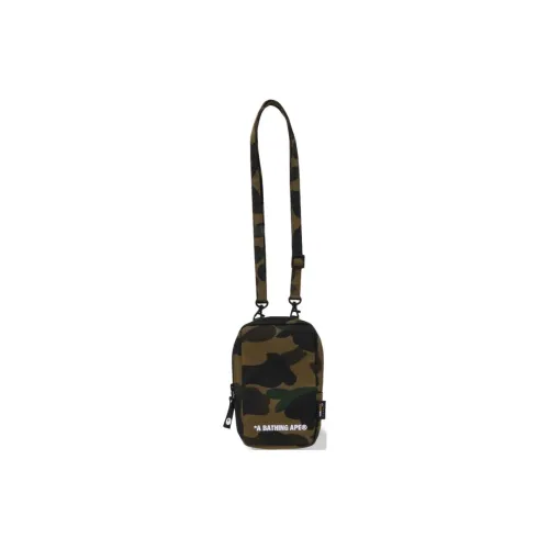 A BATHING APE Polyester Shoulder Bag, Crossbody Bag Men's Green/Yellow