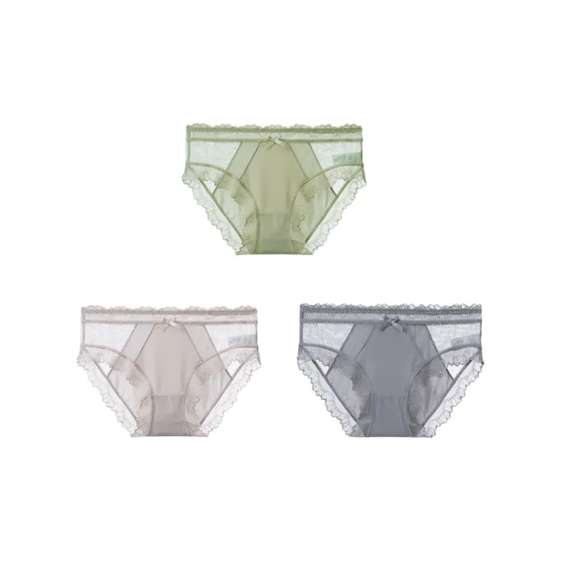 YOUNGYELL 5A Antibacterial 100% Cotton Crotch Skin Friendly Low Rise Underpants Women's 3 Pack-5
