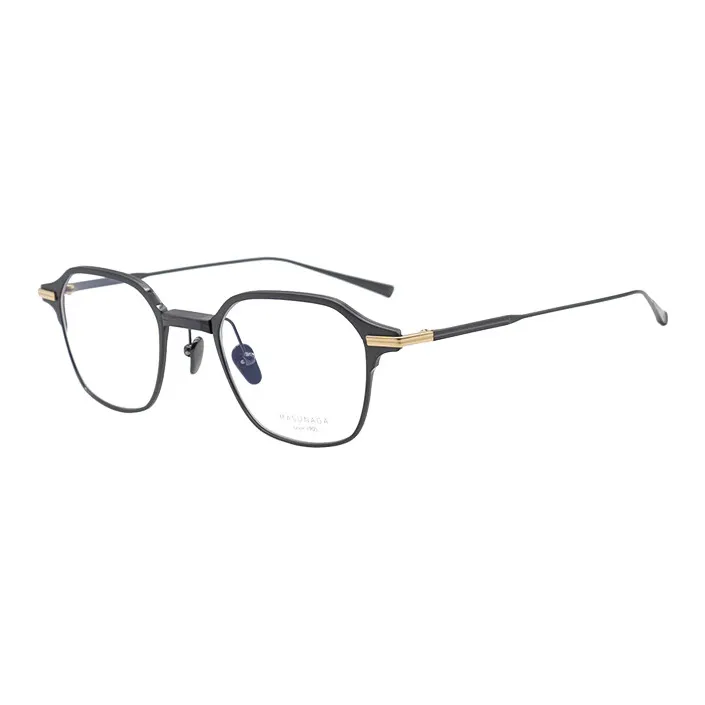MASUNAGA Titanium Square Eyeglass Frames Unisex Black-0