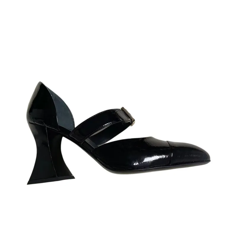 CHANEL Irregular Heel Mary Jane Shoes 9cm Women's Black-1