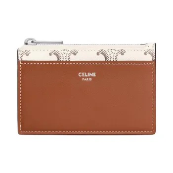 CELINE Lambskin Card Holder Men's Tan & Beige
