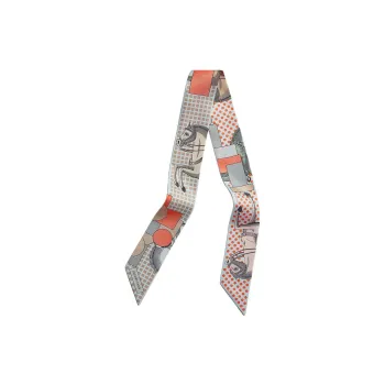 HERMES Silk Silk Scarves Women's Coral/Gray