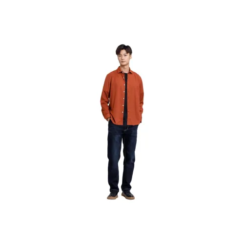 GOLDLION Shirts Men Orange-red-42