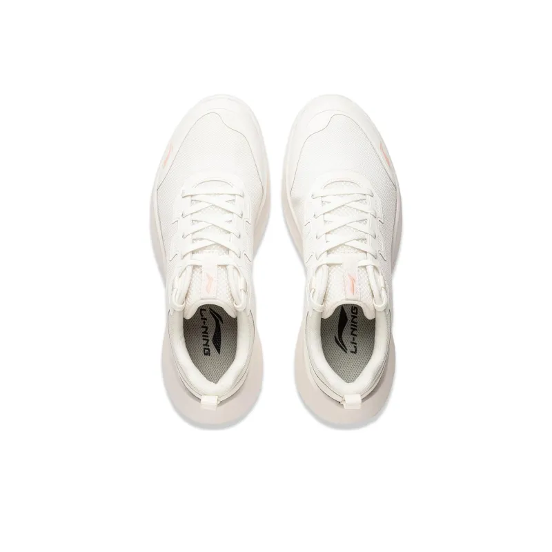 LiNing Feather Non slip Lightweight Low Top Running Shoes Women's Mist White-3
