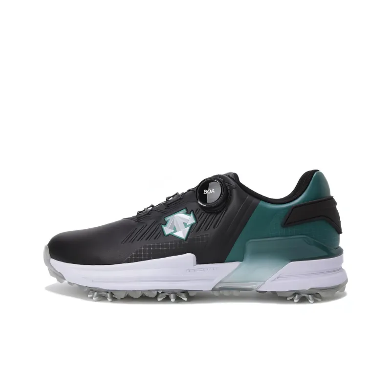 DESCENTE Cushioning Wear Resistant Low Top Golf Shoes Men's Green Black-0