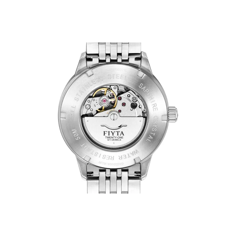 Fiyta Automatic Mechanical Movement Stainless Steel Strap Watch Men's Watches Blue Dial-2