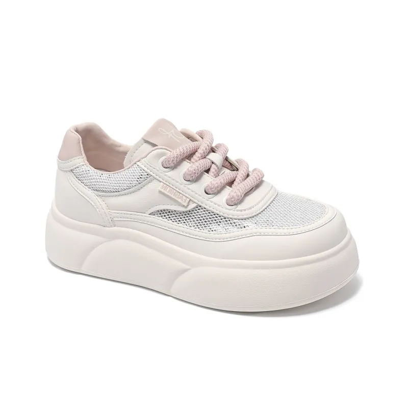 BAFFN Breathable Height Increasing Low Top Skateboard Shoes Women's White-1