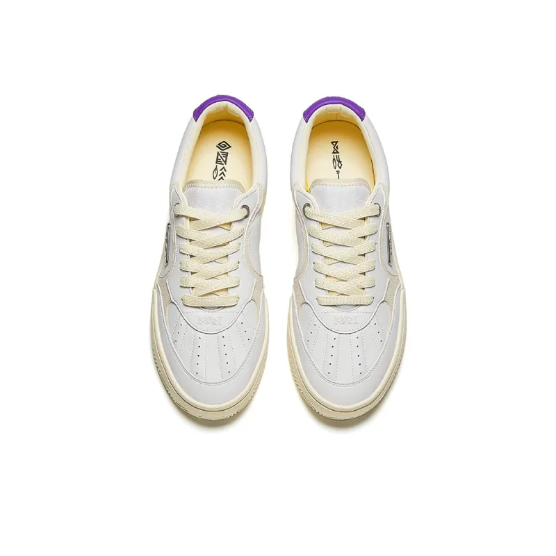 Anta Owen Hélà TRIBE Cushioning, Wear Resistant Low Top Skateboard Shoes Unisex White Gray Purple-2