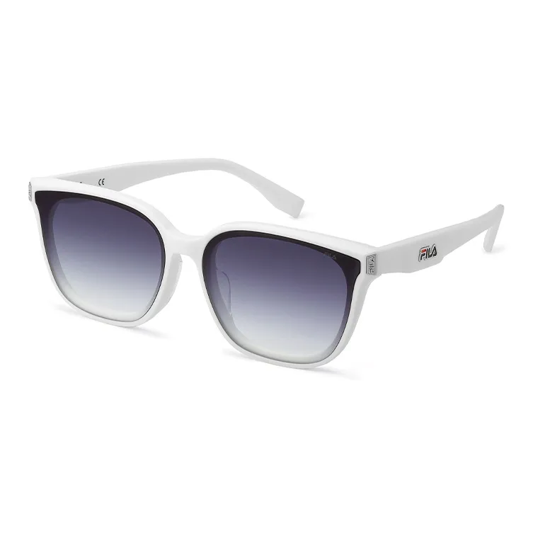 FILA Plate Frame Irregular Shape Sunglasses Unisex Piano Black, Orchid White, Sea Green-4
