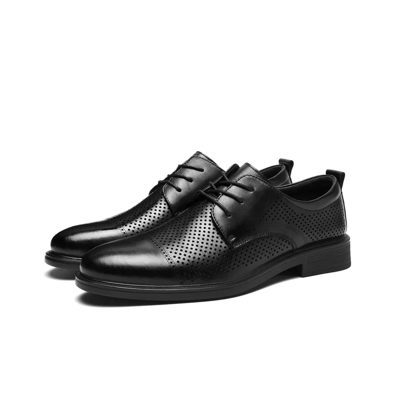HLA Dress Shoes Men Low Top Black-14