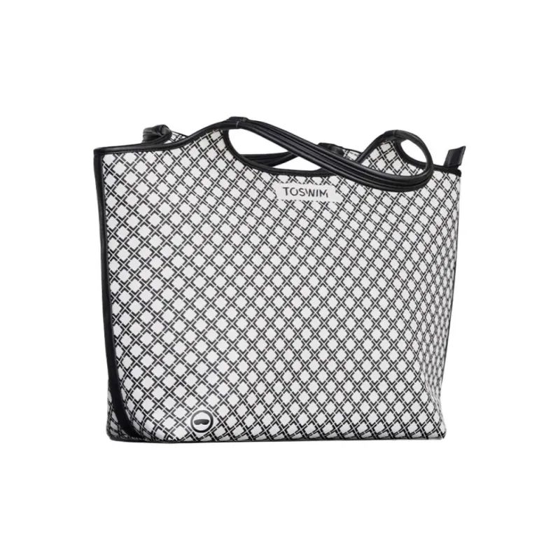 TOSWIM PU Portable Crossbody Bag Shoulder Bag Unisex Black White-1