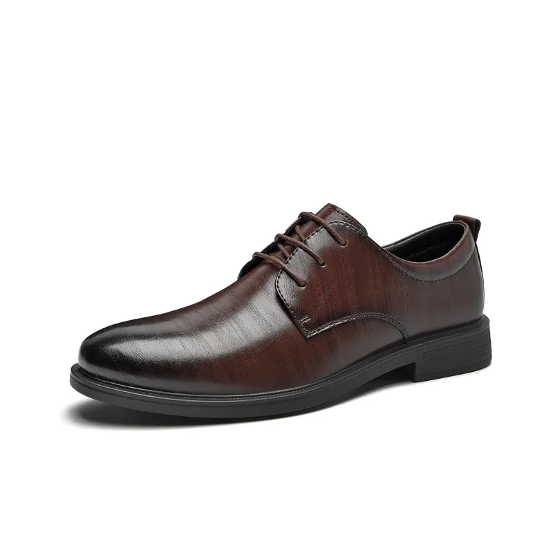 HLA Dress Shoes Men Low Top Black-31
