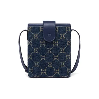 MashaLanti Denim Cell Phone Pouch, Shoulder Bag, Small Bag Small Size Women's Royal Blue/Black