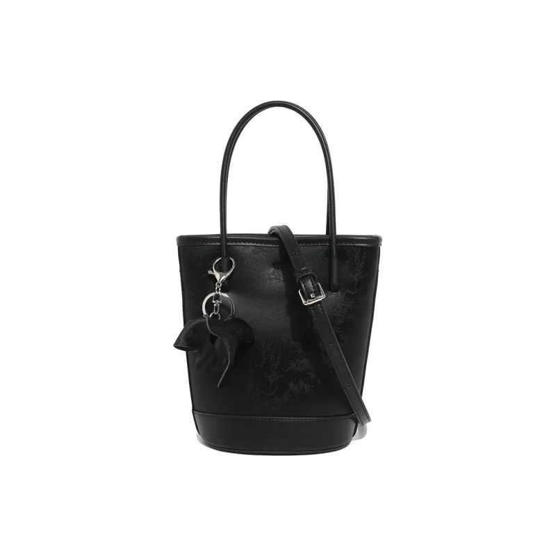 H YXIANG Microfiber Leather Bucket Bag, Shoulder Bag, Crossbody Bag, Handbag Women's Black/White/Pink/Silver-2
