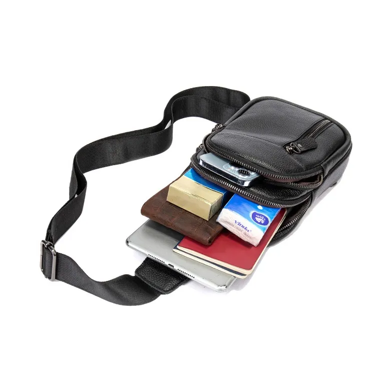 DOSRFINI Cow Leather Sling Bag Regular Men's Black/Coffee-4