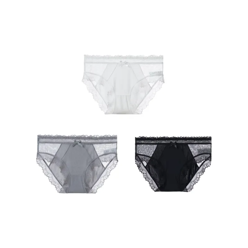 YOUNGYELL 5A Antibacterial 100% Cotton Crotch Skin Friendly Low Rise Underpants Women's 3 Pack-6