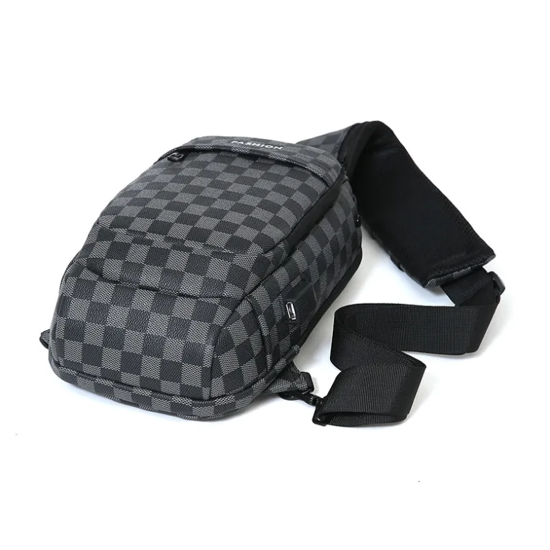 BAODIDAISHU Pu Cell Phone Pouch Shoulder Bag Crossbody Bag Sling Bag Regular Men's Gray Black Plaid Brown Black Plaid-4