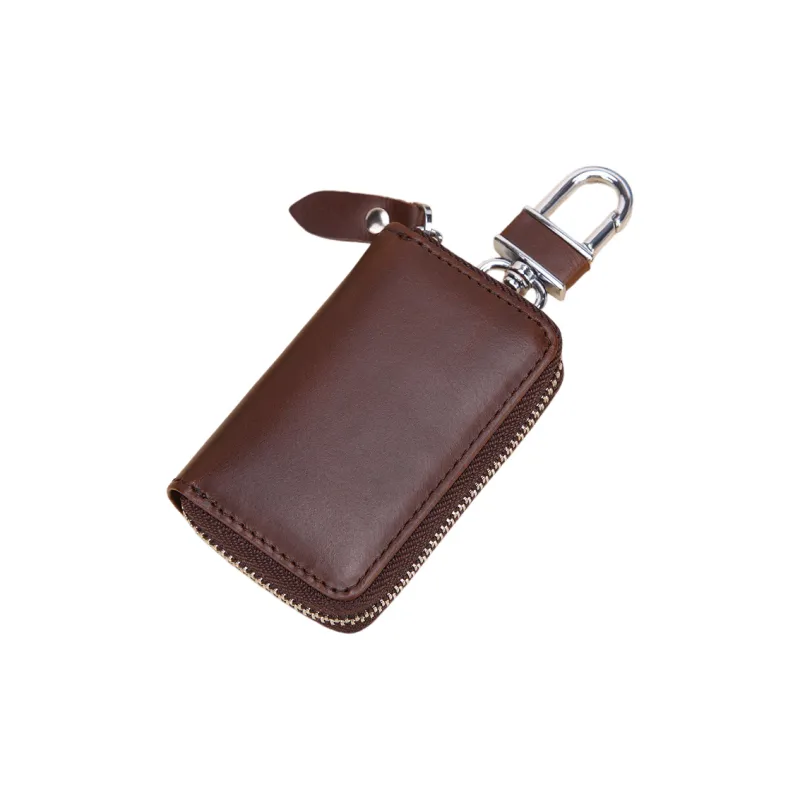 OUZIHUANG Cow Leather Key Pouch Regular Men's Brown/Coffee-2