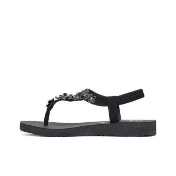 Skechers Meditation Rubber Sole Quiet Flip Flops Women's All Black