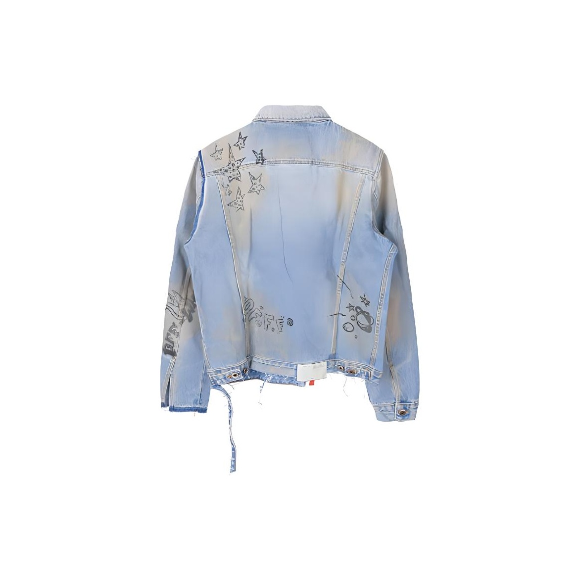 Off white distressed denim jacket hotsell