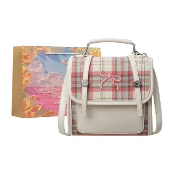 BRINCH PU Backpack Women's Pink/White