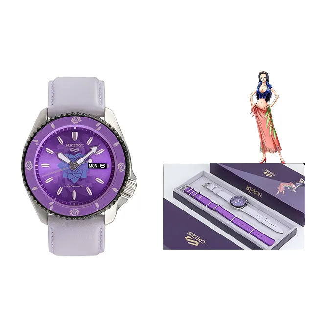 SEIKO Mechanical Movement Leather Watch Bands Watch Unisex Purple Watch Dial-0
