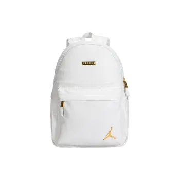 Jordan PU Leather Patchwork Backpack Regular Unisex White Gold