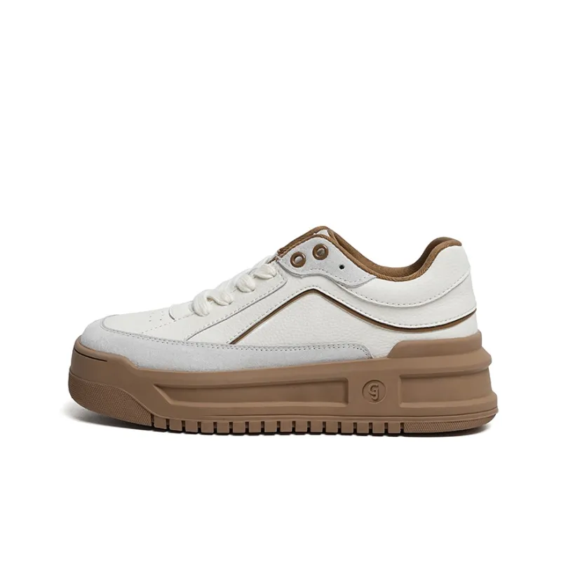 GONGJI Skateboard Shoes Women's Low Top Milk Tea Brown-1