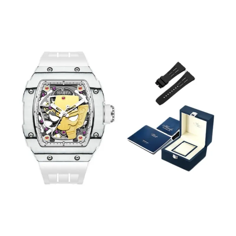 HaofaTourbillon Arknights Series Mechanical Movement Rubber Strap Watch Men's Watches Cut-Out Dial-9